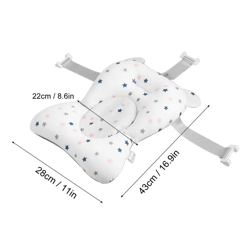 Baby Bath Cushion For Tub Adjustable Anti-skid Support Pillow For Bathtub Baby Care Supplies NewbornEssentials With Buckles And