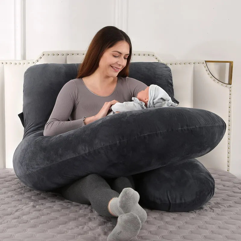 6.6lb J Pregnancy Pillow for Pregnant Women Sleep Nursing Maternity Full Body Support for Back Belly Hip Leg Cover / PP Cotton