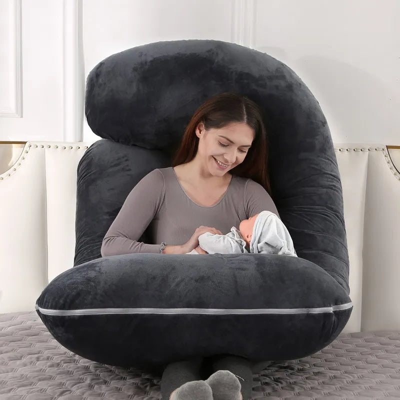 6.6lb J Pregnancy Pillow for Pregnant Women Sleep Nursing Maternity Full Body Support for Back Belly Hip Leg Cover / PP Cotton