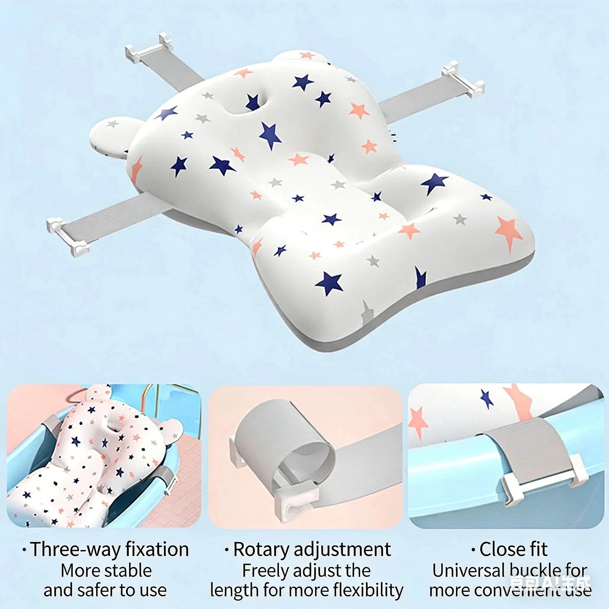 Baby Bathtub Pad Ajustable Bath Support Seat Mat Shower Cushion Newborn Foldable Baby Bath Seat Floating Security Water Pad