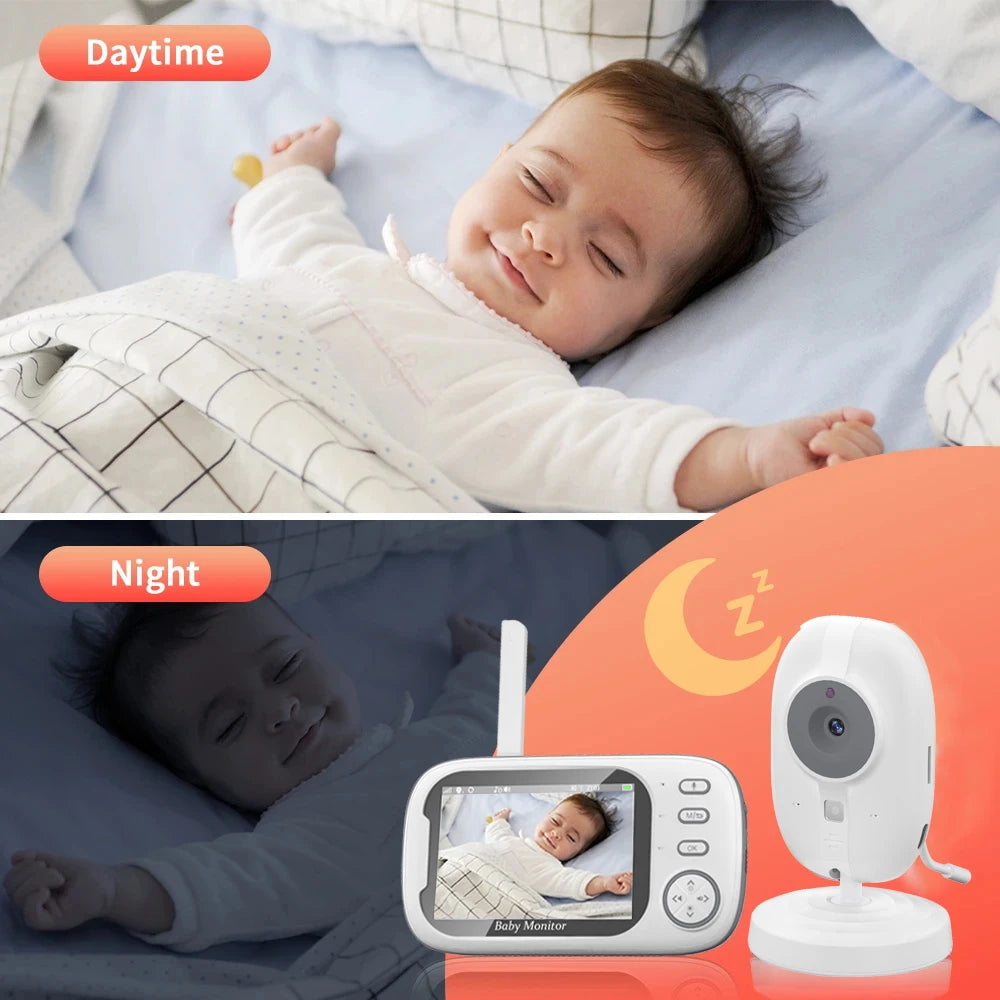 Baby Monitor 3.5 inch Wireless Video Night Vision Temperature Monitoring No WiFi Two Way Audio Talk Baby Nanny Security Camera