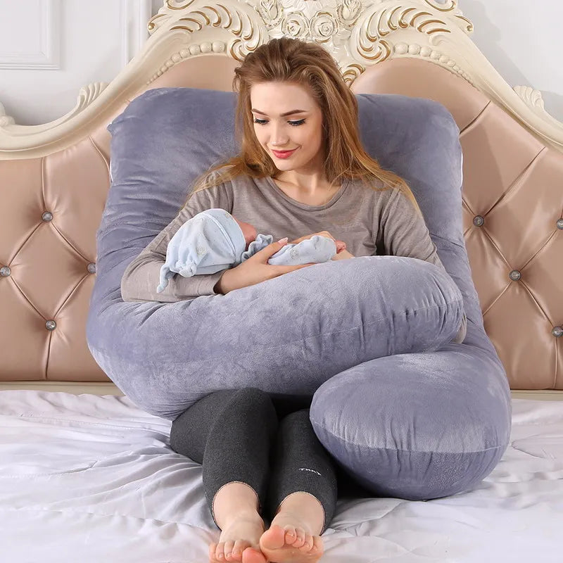 6.6lb J Pregnancy Pillow for Pregnant Women Sleep Nursing Maternity Full Body Support for Back Belly Hip Leg Cover / PP Cotton