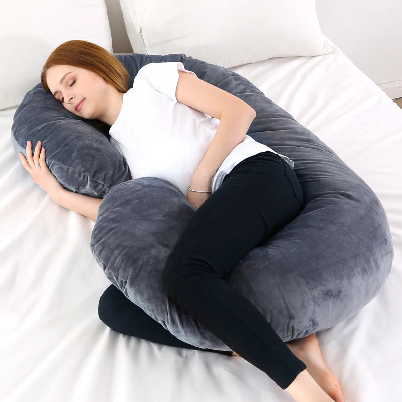 6.6lb J Pregnancy Pillow for Pregnant Women Sleep Nursing Maternity Full Body Support for Back Belly Hip Leg Cover / PP Cotton