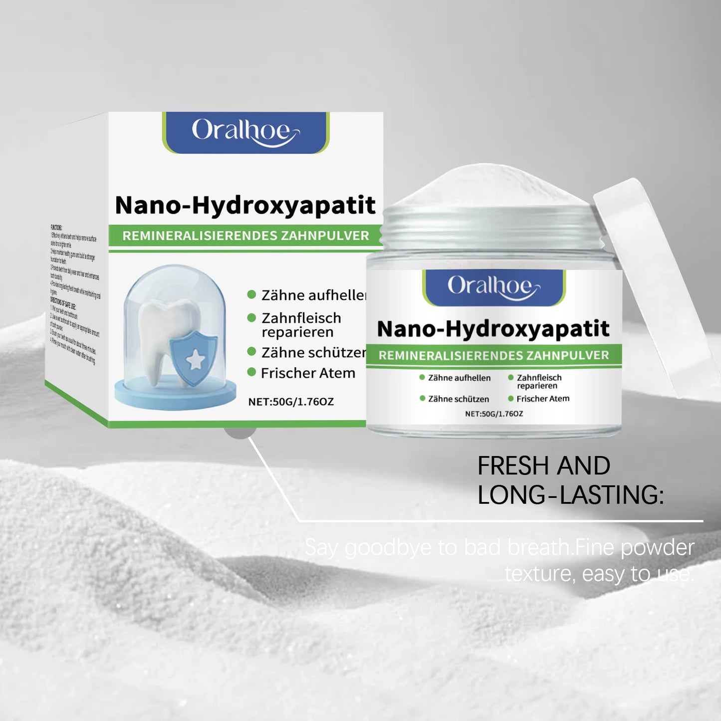 Hydroxyapatite Teeth Whitening Powder Brighten Yellow Teeth Stain Removal Cleaning Oral Hygiene Gum Care Bleaching Tooth Powder