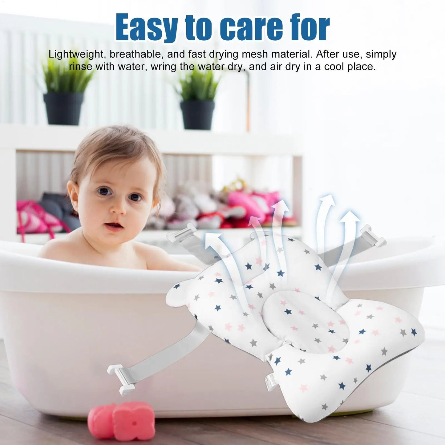 Baby Bath Cushion For Tub Adjustable Anti-skid Support Pillow For Bathtub Baby Care Supplies NewbornEssentials With Buckles And
