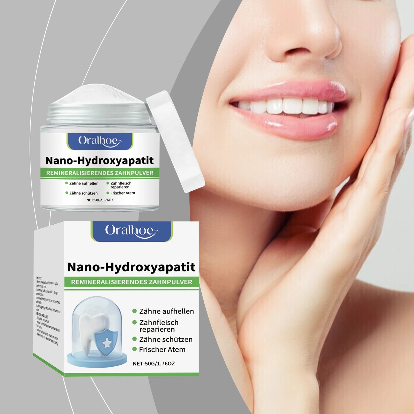 Hydroxyapatite Teeth Whitening Powder Brighten Yellow Teeth Stain Removal Cleaning Oral Hygiene Gum Care Bleaching Tooth Powder