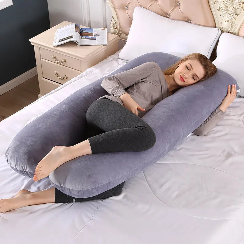 6.6lb J Pregnancy Pillow for Pregnant Women Sleep Nursing Maternity Full Body Support for Back Belly Hip Leg Cover / PP Cotton