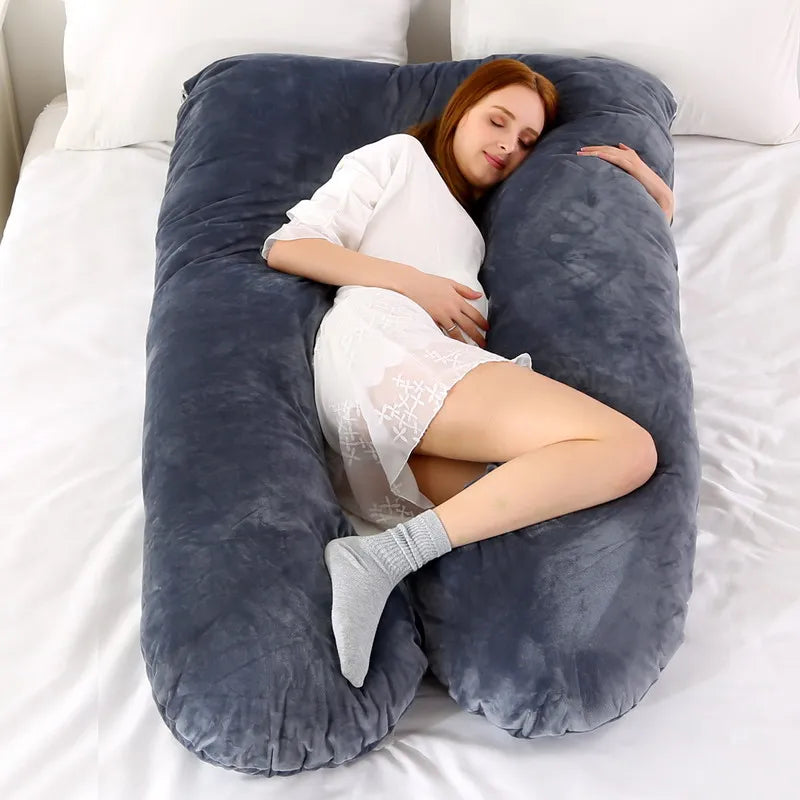 6.6lb J Pregnancy Pillow for Pregnant Women Sleep Nursing Maternity Full Body Support for Back Belly Hip Leg Cover / PP Cotton