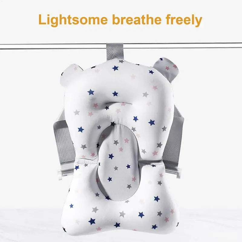 New born Bath Cushion Adjustable Foldable Bathtub Mat Cushion Baby Bath Accessories Bathtub Essentiall With Buckles And 3 Safety