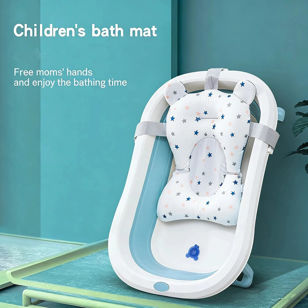 Baby Bathtub Pad Ajustable Bath Support Seat Mat Shower Cushion Newborn Foldable Baby Bath Seat Floating Security Water Pad