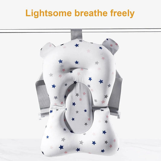 Baby Bath Cushion For Tub Adjustable Anti-skid Support Pillow For Bathtub Baby Care Supplies NewbornEssentials With Buckles And