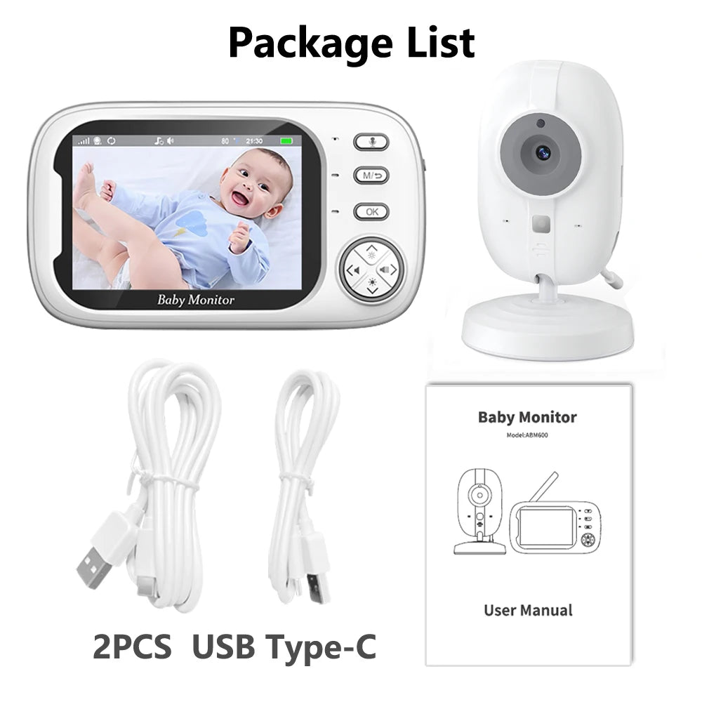 Baby Monitor 3.5 inch Wireless Video Night Vision Temperature Monitoring No WiFi Two Way Audio Talk Baby Nanny Security Camera
