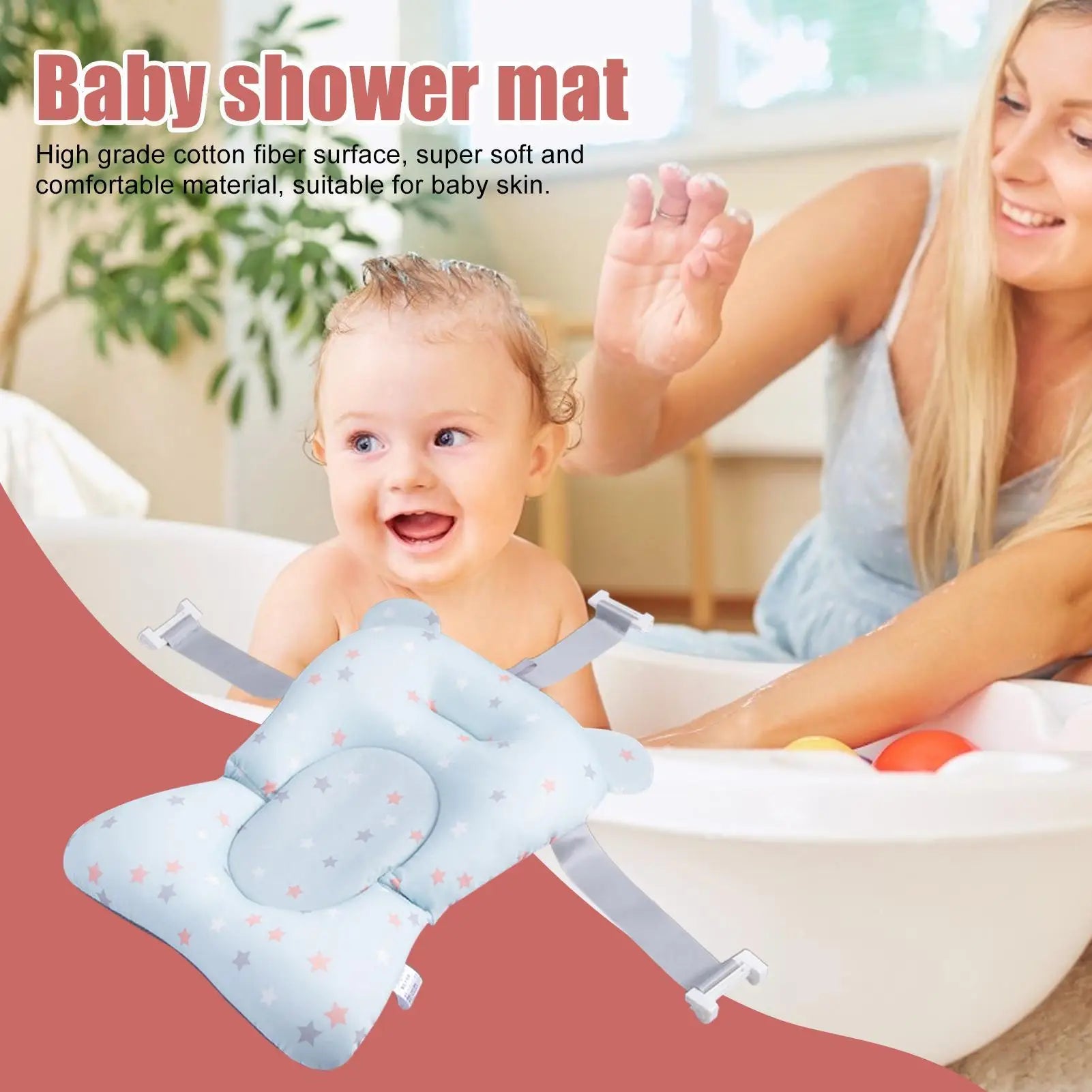 Baby Bath Cushion For Tub Adjustable Anti-skid Support Pillow For Bathtub Baby Care Supplies Newborn Essentials With Buckles And