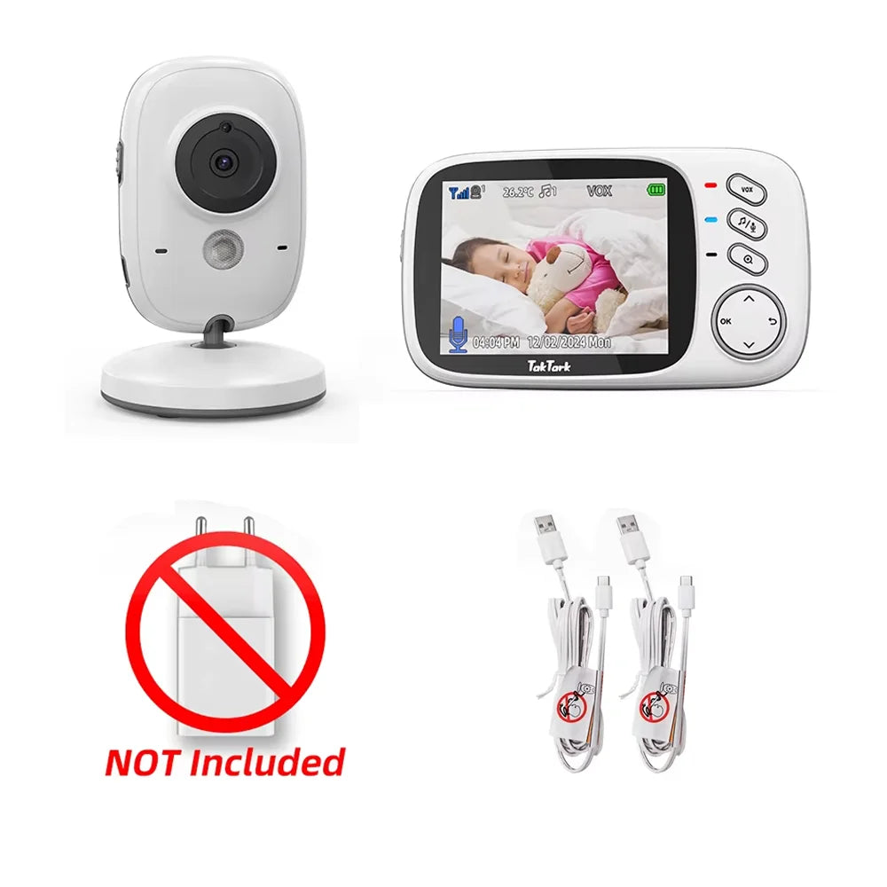 TakTark 3.2 Inch Wireless Video Baby Monitor With Lullabies Auto Night Vision Two Way Intercom Temperature Monitoring Babysitter