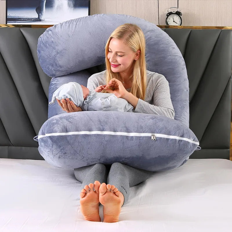 6.6lb J Pregnancy Pillow for Pregnant Women Sleep Nursing Maternity Full Body Support for Back Belly Hip Leg Cover / PP Cotton
