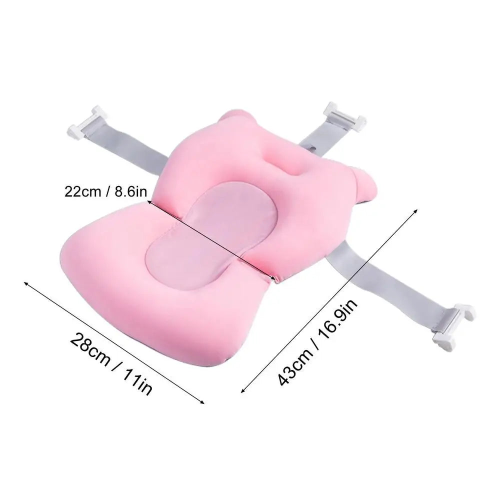 Baby Bath Cushion For Tub Adjustable Anti-skid Support Pillow For Bathtub Baby Care Supplies NewbornEssentials With Buckles And