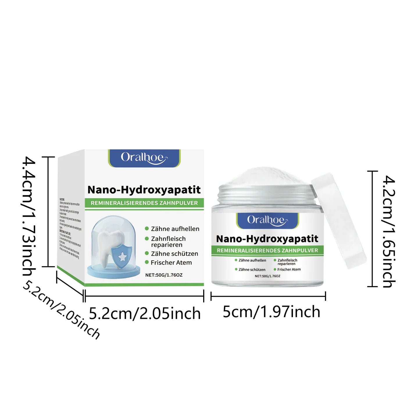 Hydroxyapatite Teeth Whitening Powder Brighten Yellow Teeth Stain Removal Cleaning Oral Hygiene Gum Care Bleaching Tooth Powder